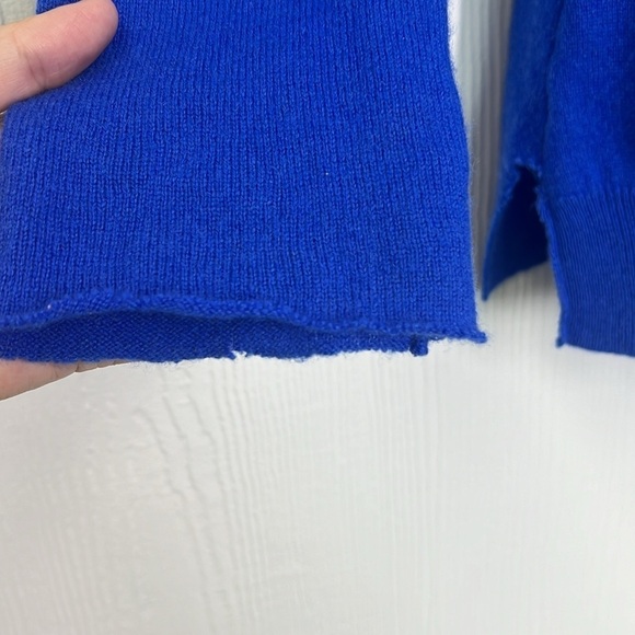 Ralph Lauren - Bright Bold Blue 100 Percent Cashmere Frayed Hemlines Sweater Sm - Picture 6 of 10